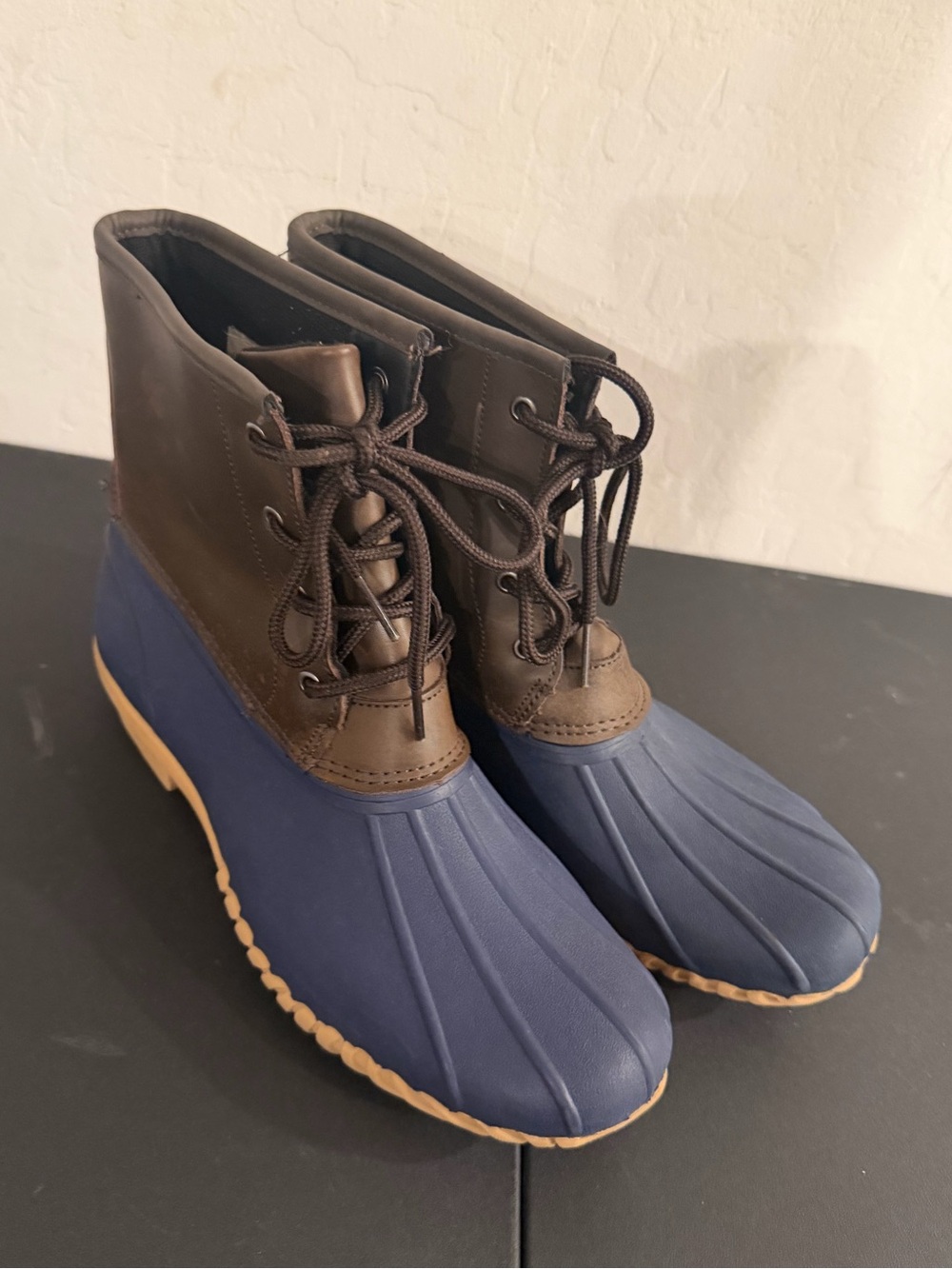 Target Men's Navy and Brown Lace-Up Rain Boots